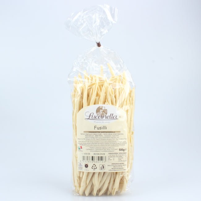 Fusilli Ferricelli Lucani del Pastificio Lucanella, pasta artigianale della Basilicata realizzata con semola di grano duro